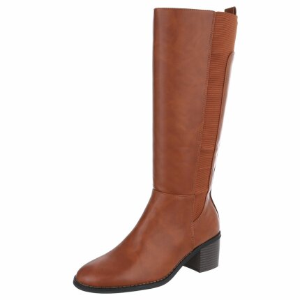 Damen High-Heel Stiefeletten - camel