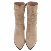 Damen High-Heel Stiefeletten - khaki