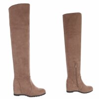 Damen Overknee-Stiefel - beige