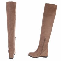 Damen Overknee-Stiefel - beige