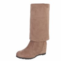 Damen Overknee-Stiefel - beige