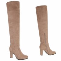 Damen Overknee-Stiefel - khaki