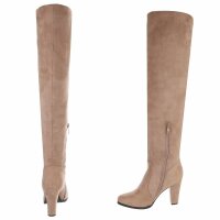 Damen Overknee-Stiefel - khaki