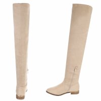 Damen Overknee-Stiefel - beige