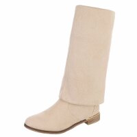 Damen Overknee-Stiefel - beige