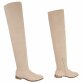 Damen Overknee-Stiefel - beige