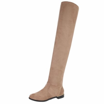 Damen Overknee-Stiefel - khaki