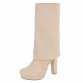 Damen Overknee-Stiefel - beige