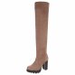 Damen Overknee-Stiefel - beige