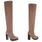 Damen Overknee-Stiefel - beige