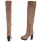 Damen Overknee-Stiefel - beige