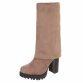 Damen Overknee-Stiefel - beige