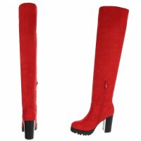Damen Overknee-Stiefel - red
