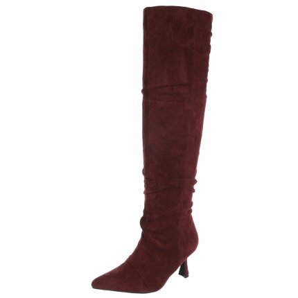 Damen Overknee-Stiefel - winesuede