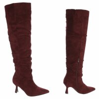 Damen Overknee-Stiefel - winesuede
