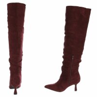 Damen Overknee-Stiefel - winesuede