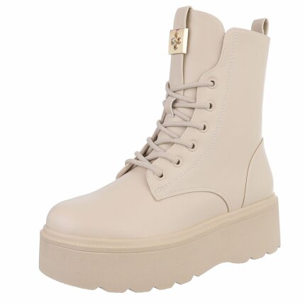 Damen Schnürstiefeletten - beige