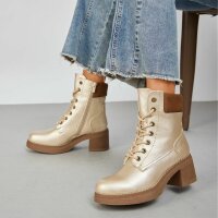 Damen Schnürstiefeletten - gold