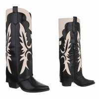 Damen Western- & Bikerboots - blackbeige
