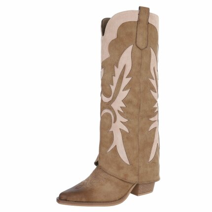Damen Western- & Bikerboots - khakibeige