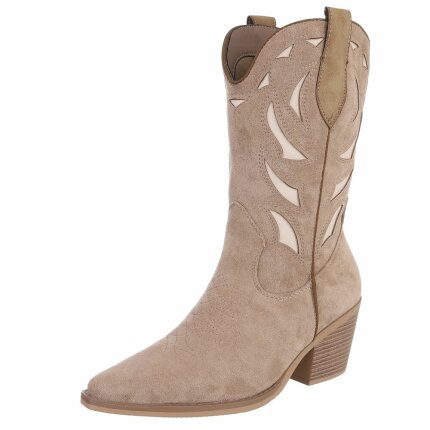 Damen Western- & Bikerboots - khakibeige