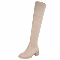 Damen Overknee-Stiefel - beige