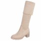 Damen Overknee-Stiefel - beige