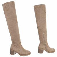 Damen Overknee-Stiefel - khaki
