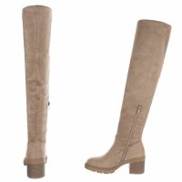 Damen Overknee-Stiefel - khaki