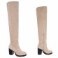Damen Overknee-Stiefel - beigesuede