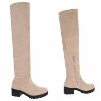 Damen Overknee-Stiefel - beigesuede