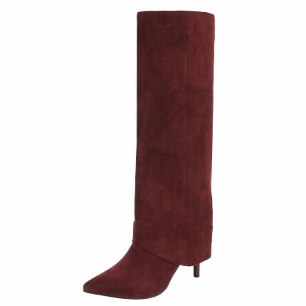 Damen High-Heel Stiefel - wineredsuede
