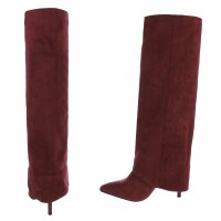 Damen High-Heel Stiefel - wineredsuede