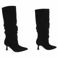 Damen High-Heel Stiefel - blacksuede