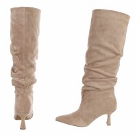 Damen High-Heel Stiefel - khakisuede