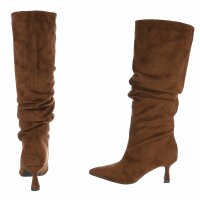 Damen High-Heel Stiefel - lbrownsuede