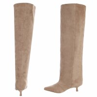 Damen Overknee-Stiefel - khakisuede