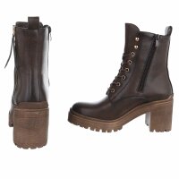 Damen High-Heel Stiefeletten - brownpu